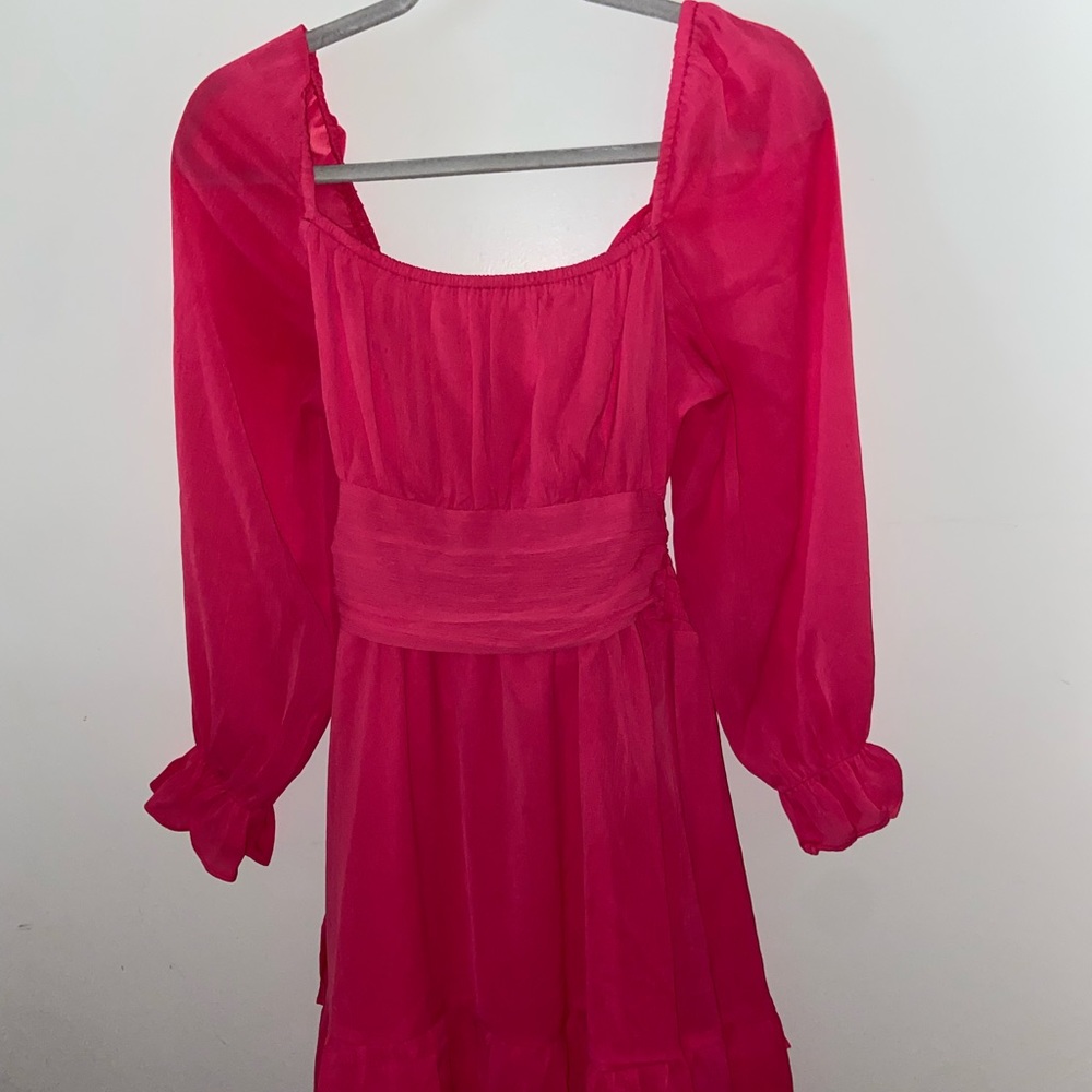 Amazon pink long sleeve dress with tie back